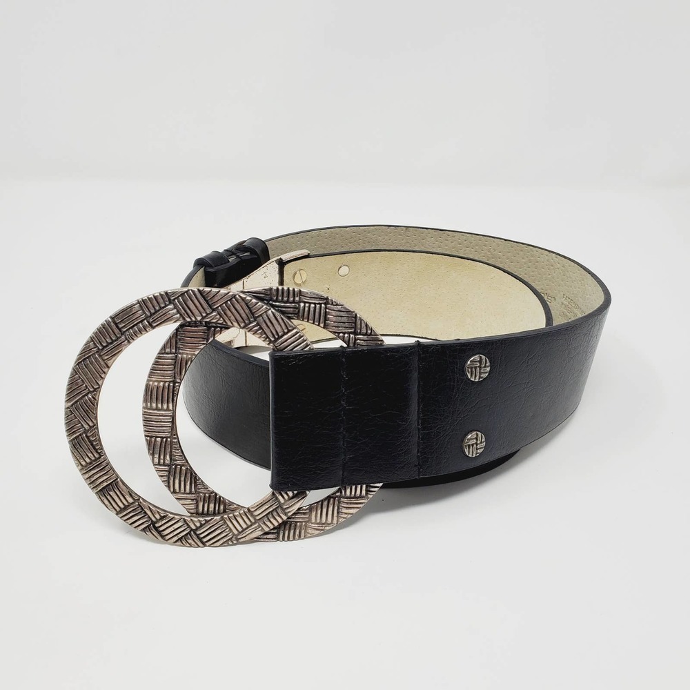 Chico's Leather Double Ring Round Buckle Clasp Boho Wide Casual Belt